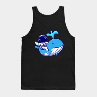 Astronaut With Cute Whale Cartoon Tank Top